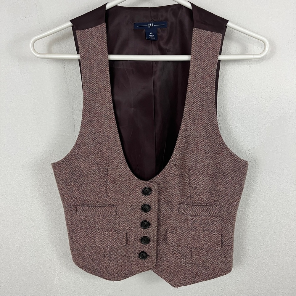 Vintage Gap Tweed Waistcoat Vest Purple/Brown